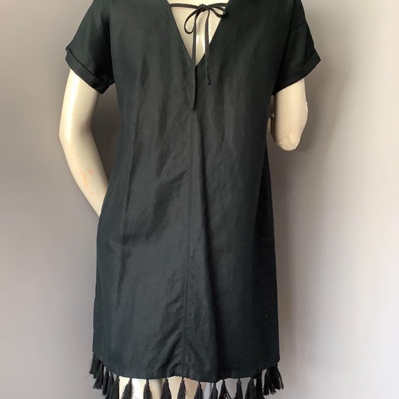 Madewell Black Dress with Tassel Hem - Picture 2 of 9